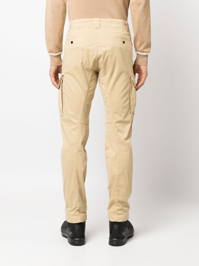 Shop C.p. Company Lens-detail Cargo Tapered Trousers In Neutrals