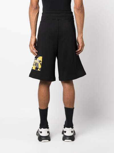 Shop Versace Jeans Couture Logo-print Cotton Track Shorts In Black