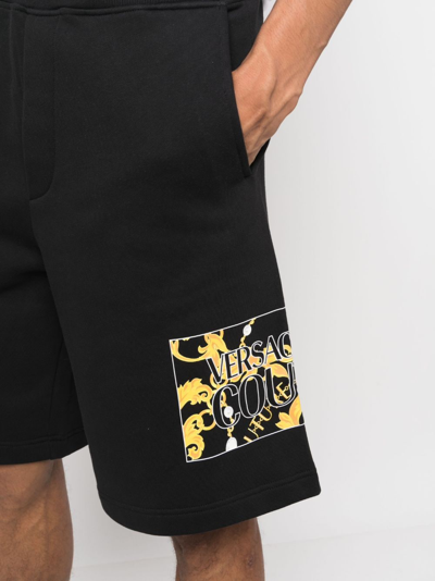 Shop Versace Jeans Couture Logo-print Cotton Track Shorts In Black