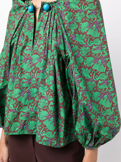 Shop Nackiyé Grand Bazaar Dragon-print Blouse In Green