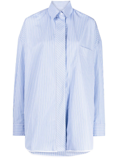 Shop Nackiyé Breakfast Club Stripe-print Cotton Shirt In Blue
