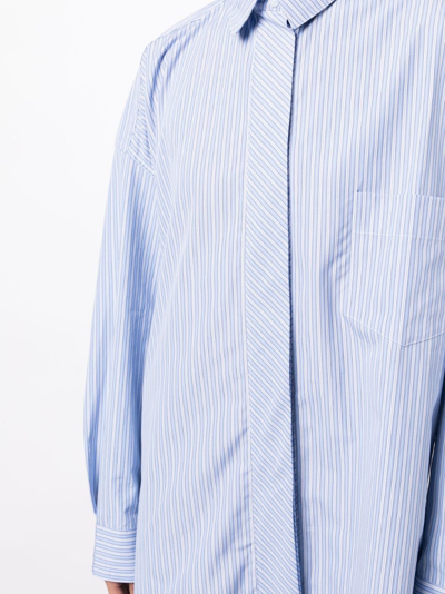 Shop Nackiyé Breakfast Club Stripe-print Cotton Shirt In Blue