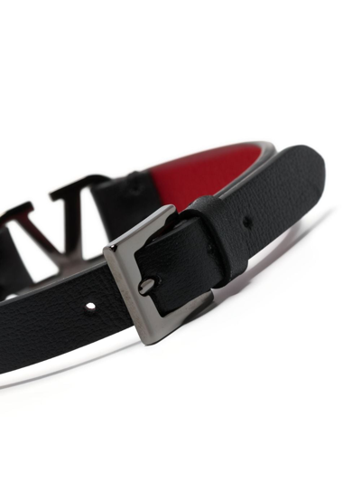 Shop Valentino V-logo Signature Leather Bracelet In Black