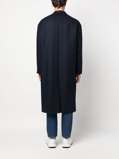 Shop Kiton Single-breasted Virgin-wool Coat In Blue