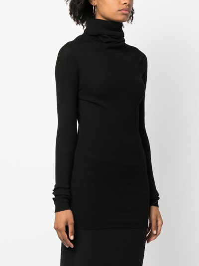 Rick Owens Roll-neck Virgin Wool Jumper In Black