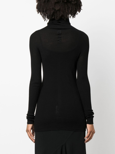 Rick Owens Roll-neck Virgin Wool Jumper In Black