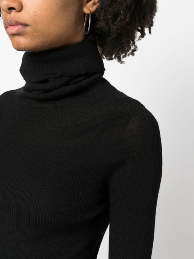 Rick Owens Roll-neck Virgin Wool Jumper In Black