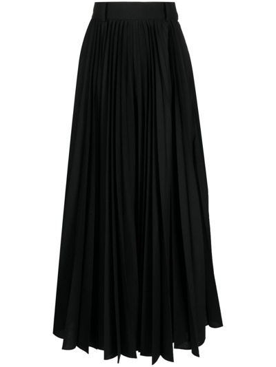 Shop Sacai Pleated A-line Maxi Skirt In Black