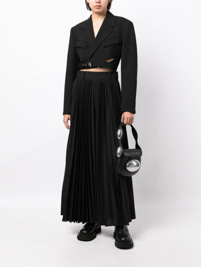 Shop Sacai Pleated A-line Maxi Skirt In Black