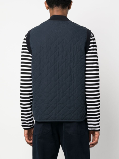 Shop Apc Diamond-quilted Zip-up Gilet In Blue