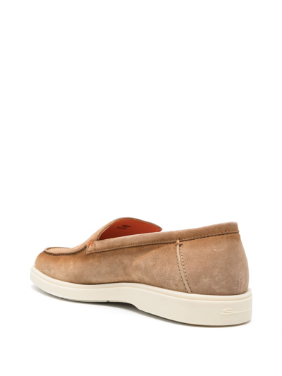Santoni Slip-on Shoes With Round Toe And Rubber Sole In Neutrals