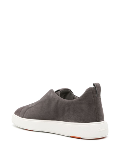 Santoni Logo-print Suede Sneakers In Grey