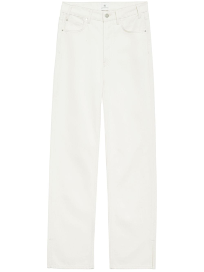 Shop Anine Bing Royjean Mid-rise Jeans In White