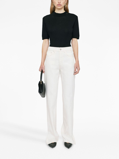 Anine Bing Womens Ecru Manon Wide-leg Mid-rise Denim Jeans In White