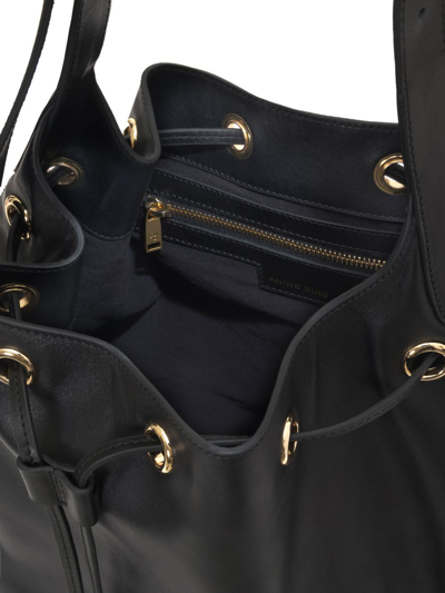 Shop Anine Bing Alana Leather Bucket Bag In Black