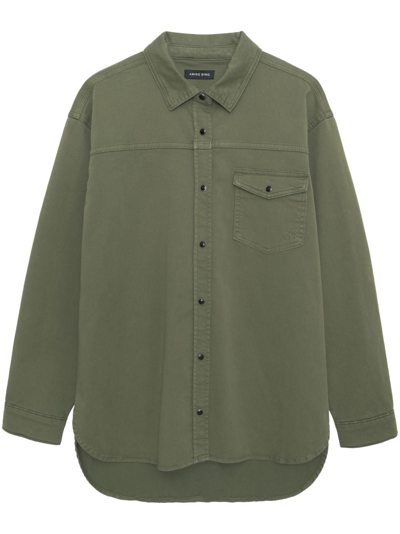 Shop Anine Bing Simon Long-sleeve Shirt In Green