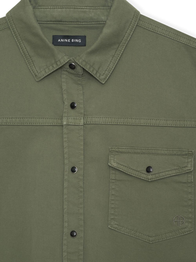 Shop Anine Bing Simon Long-sleeve Shirt In Green