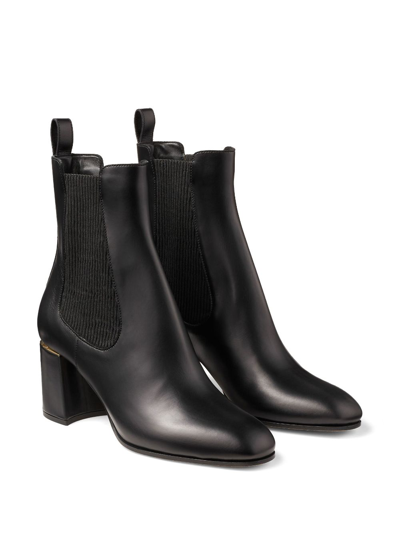 Jimmy Choo Thessaly Calfskin Chelsea Ankle Booties In Black