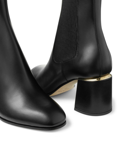 Shop Jimmy Choo Thessaly 65mm Leather Boots In Black