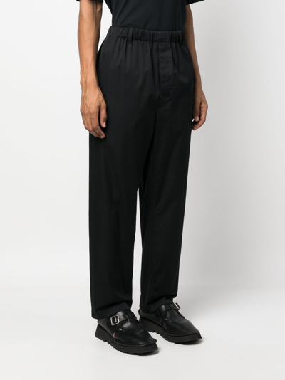 Shop Lemaire Elasticated-waist Wide-leg Trousers In Black