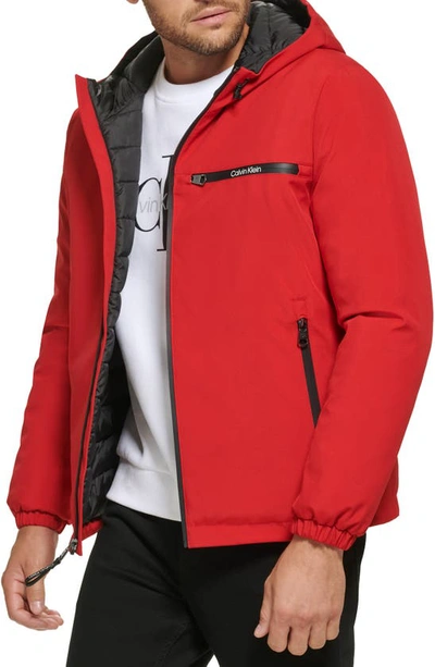 Shop Calvin Klein Water Resistant Hooded Jacket In True Red