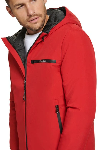 Shop Calvin Klein Water Resistant Hooded Jacket In True Red