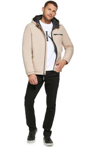 Shop Calvin Klein Water Resistant Hooded Jacket In Tan