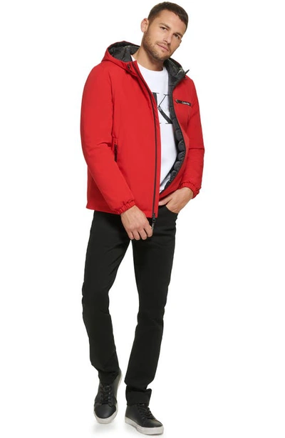Calvin Klein Water Resistant Hooded Jacket In True Red