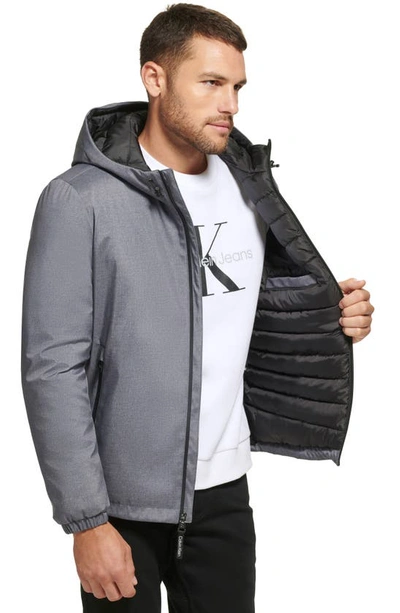 Calvin Klein Water Resistant Hooded Jacket In Lt Grey Heather