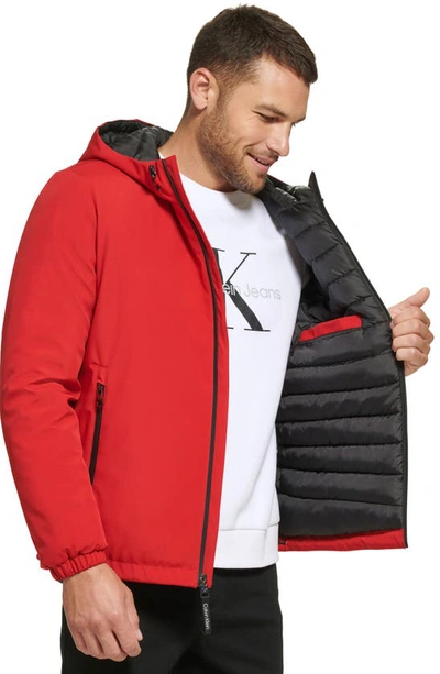 Calvin Klein Water Resistant Hooded Jacket In True Red