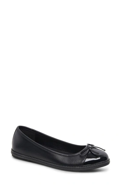 Shop Blondo Eve Waterproof Patent Ballet Flat In Black Leather