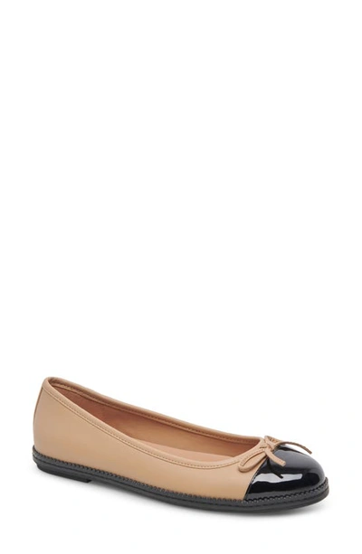 Shop Blondo Eve Waterproof Patent Ballet Flat In Sand Leather