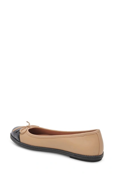 Shop Blondo Eve Waterproof Patent Ballet Flat In Sand Leather