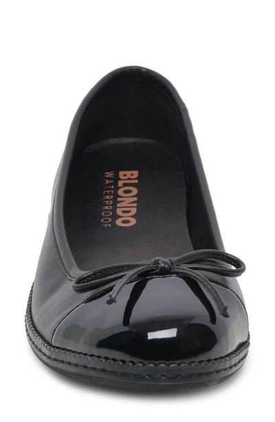 Shop Blondo Eve Waterproof Patent Ballet Flat In Black Leather