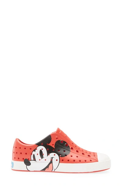 Shop Native Shoes X Disney Kids' Jefferson Print Slip-on Sneaker In Torch Red/classic Mickey