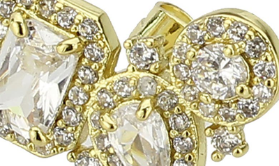 Shop Covet Halo Cluster Stud Earrings In Gold