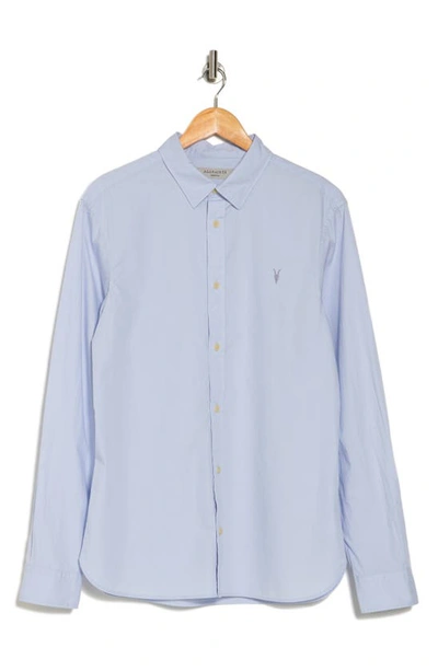 Shop Allsaints Riviera Long Sleeve Shirt In Light Blue