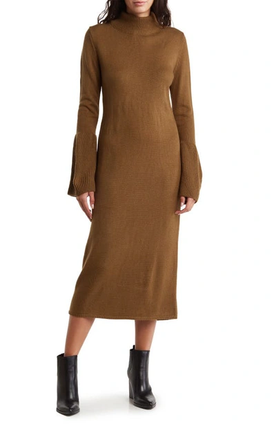 Area Stars Delilah Bell Sleeve Sweater Dress In Olive Green | ModeSens