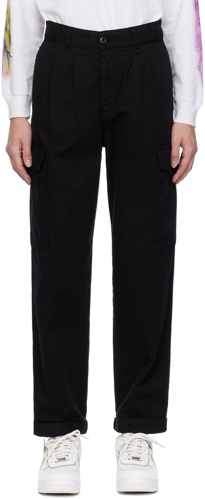 Shop Carhartt Black Collins Trousers In Black Garment Dyed