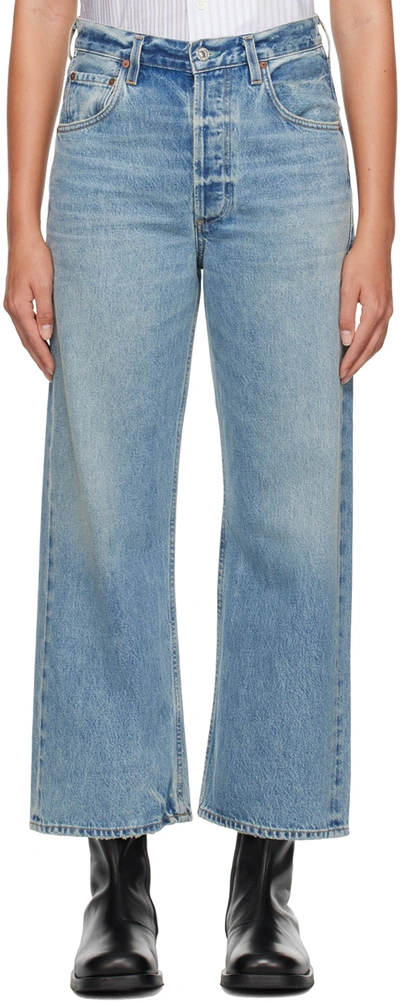 Shop Citizens Of Humanity Blue Wide-leg Jeans In Sodapop (md Indigo)