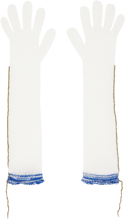 Shop Mm6 Maison Margiela White Contrast Stitch Gloves In 100 White