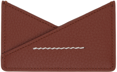 Shop Mm6 Maison Margiela Brown Triangle 6 Card Holder In T5011 Brick Red