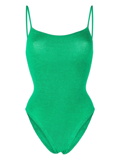 Shop Hunza G Green Pamela Crinkle Swimsuit