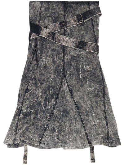 Shop Diesel Grey O-venus Ribbed Midi Skirt