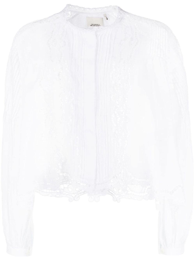 Shop Isabel Marant Lace-trim Detail Blouse In White