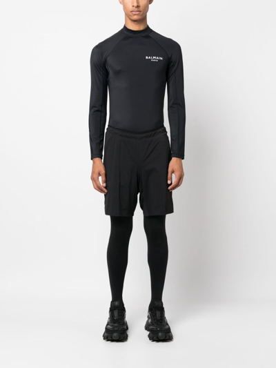 Balmain Logo-print Slim T-shirt In Schwarz