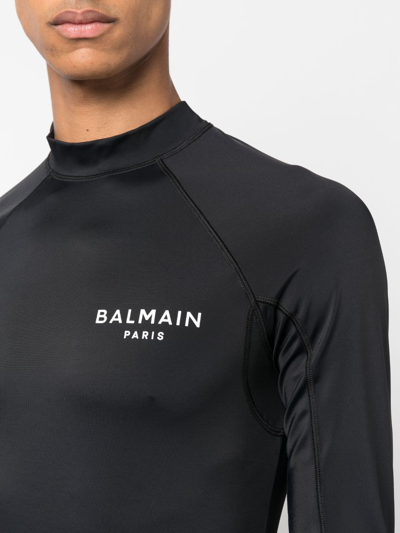 Balmain Logo-print Slim T-shirt In Schwarz