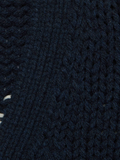 Shop Gucci Intarsia-knit Logo Wool Cardigan In Blau