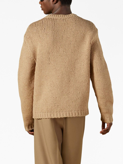 Shop Gucci Logo-intarsia Wool Jumper In Braun