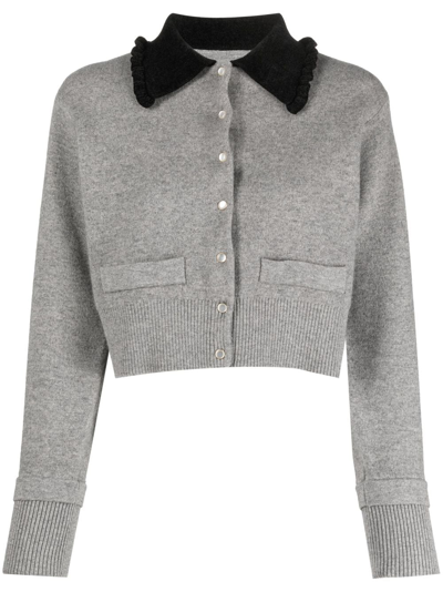 Shop Sandro Long-sleeve Button-up Cardigan In Grey